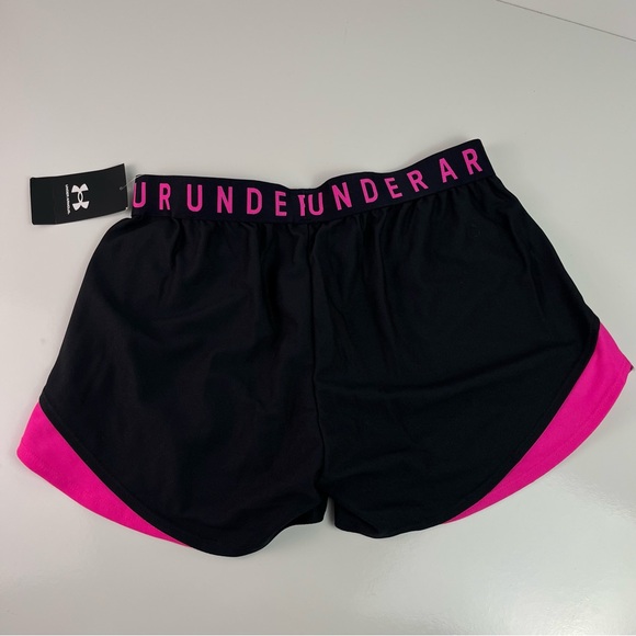 Women’s Black and Pink Under Armour Athletic Logo Band Shorts Sz Small NWT - Picture 2 of 4